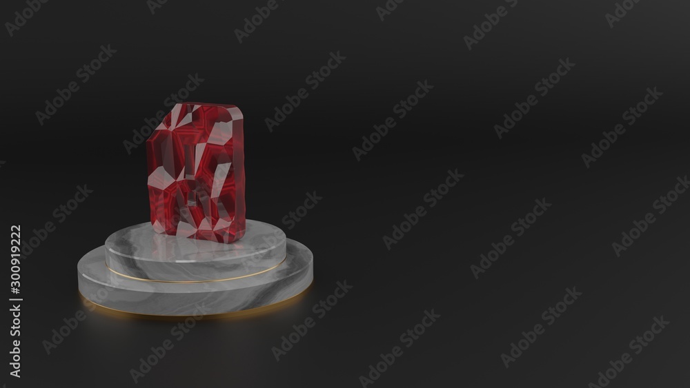 3D rendering of red gemstone symbol of interface icon 3D rendering of red gemstone symbol of interface icon