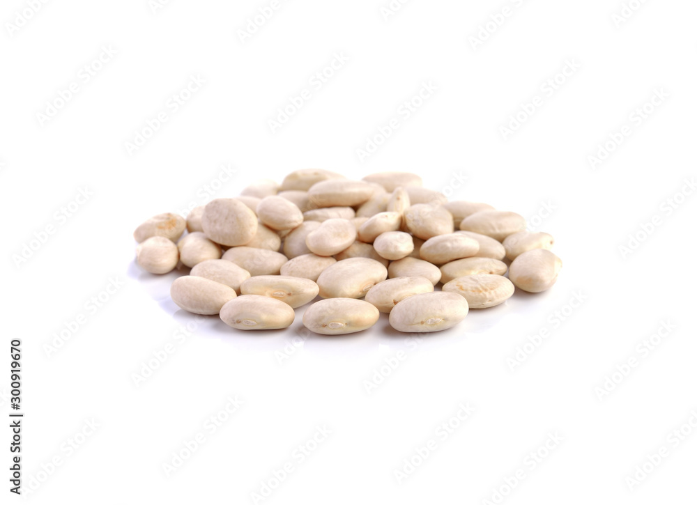 Pile Great Northern Beans isolated on white background