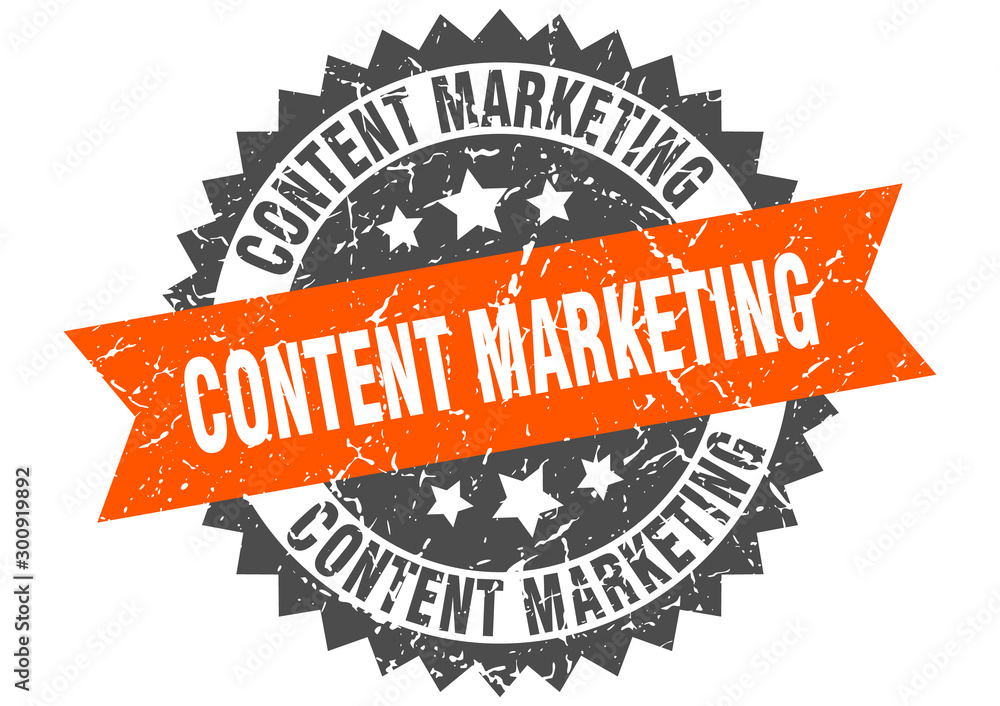 Fototapeta premium content marketing grunge stamp with orange band. content marketing