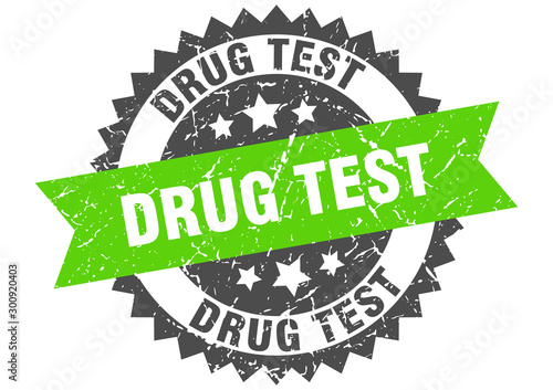 drug test grunge stamp with green band. drug test