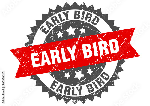 early bird grunge stamp with red band. early bird