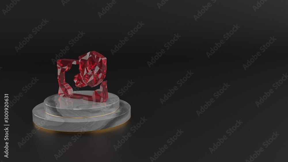 3D rendering of red gemstone symbol of money icon 3D rendering of red gemstone symbol of money icon