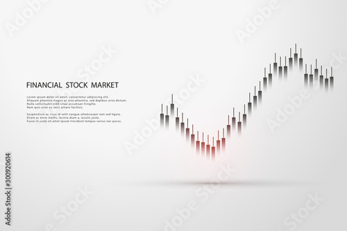 Stock market graph or forex trading chart for business and financial concepts  reports and investment on grey background.Japanese candles . Vector illustration