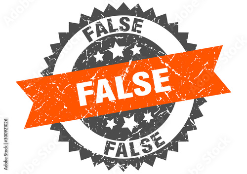 false grunge stamp with orange band. false