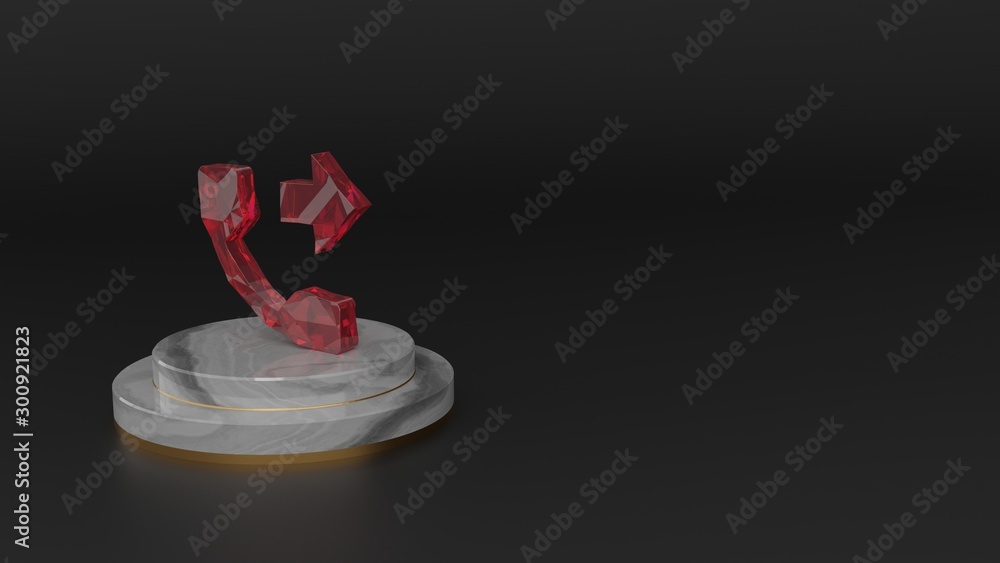 3D rendering of red gemstone symbol of phone  icon