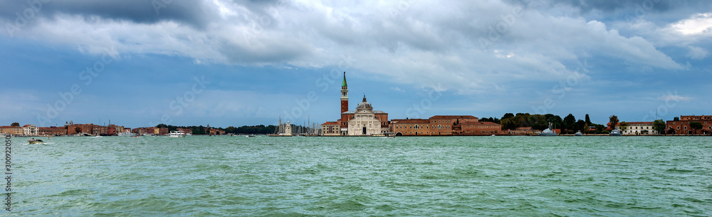 Venice, Venetian lagoon with the Basilica of San Giorgio Maggiore in Renaissance style by the architect Andrea Palladio. UNESCO world heritage site, Veneto, Italy, Europe