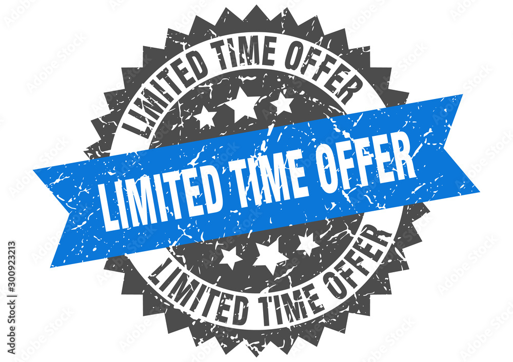 Obraz premium limited time offer grunge stamp with blue band. limited time offer