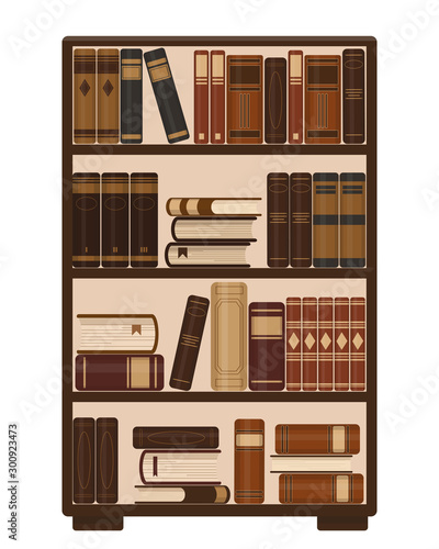 Stacks of books on blue background. Reading, education or bookstore concept. Vector illustration.