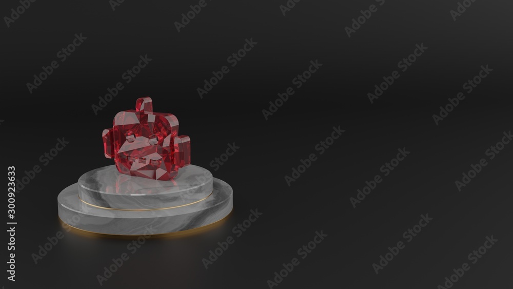 3D rendering of red gemstone symbol of robot icon 3D rendering of red gemstone symbol of robot icon