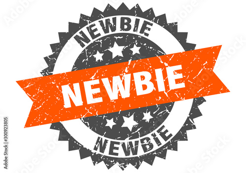 newbie grunge stamp with orange band. newbie