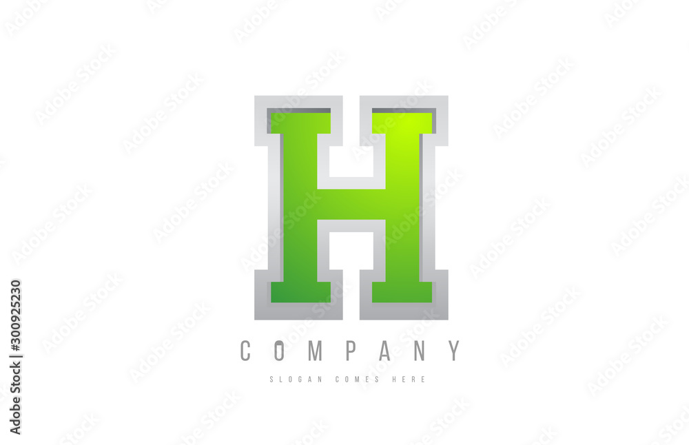 Fototapeta premium alphabet letter H in green grey white color for company icon logo design
