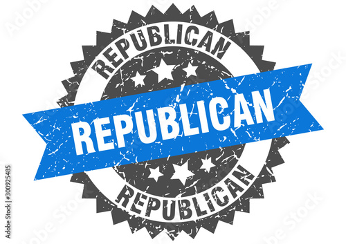 republican grunge stamp with blue band. republican