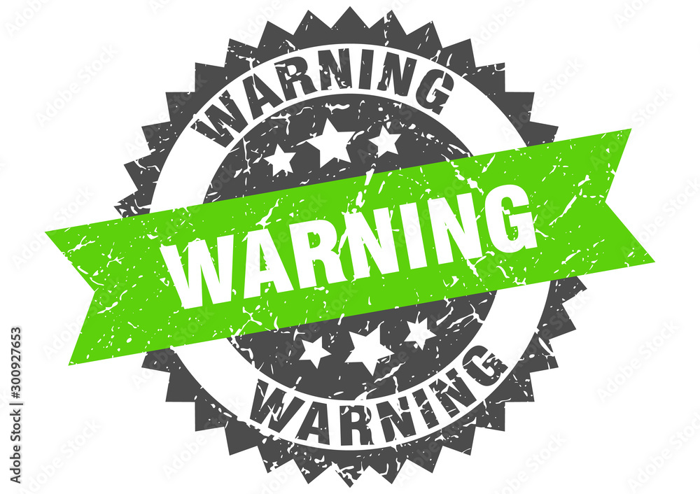 Obraz premium warning grunge stamp with green band. warning