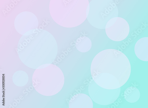 Creative geometric wallpaper pink, blue color bubbles in the background. Pastel clouds and sky with bokeh