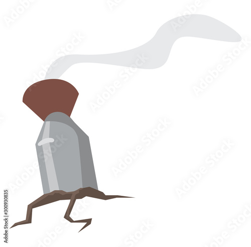 Fallen rocket, illustration, vector on white background.