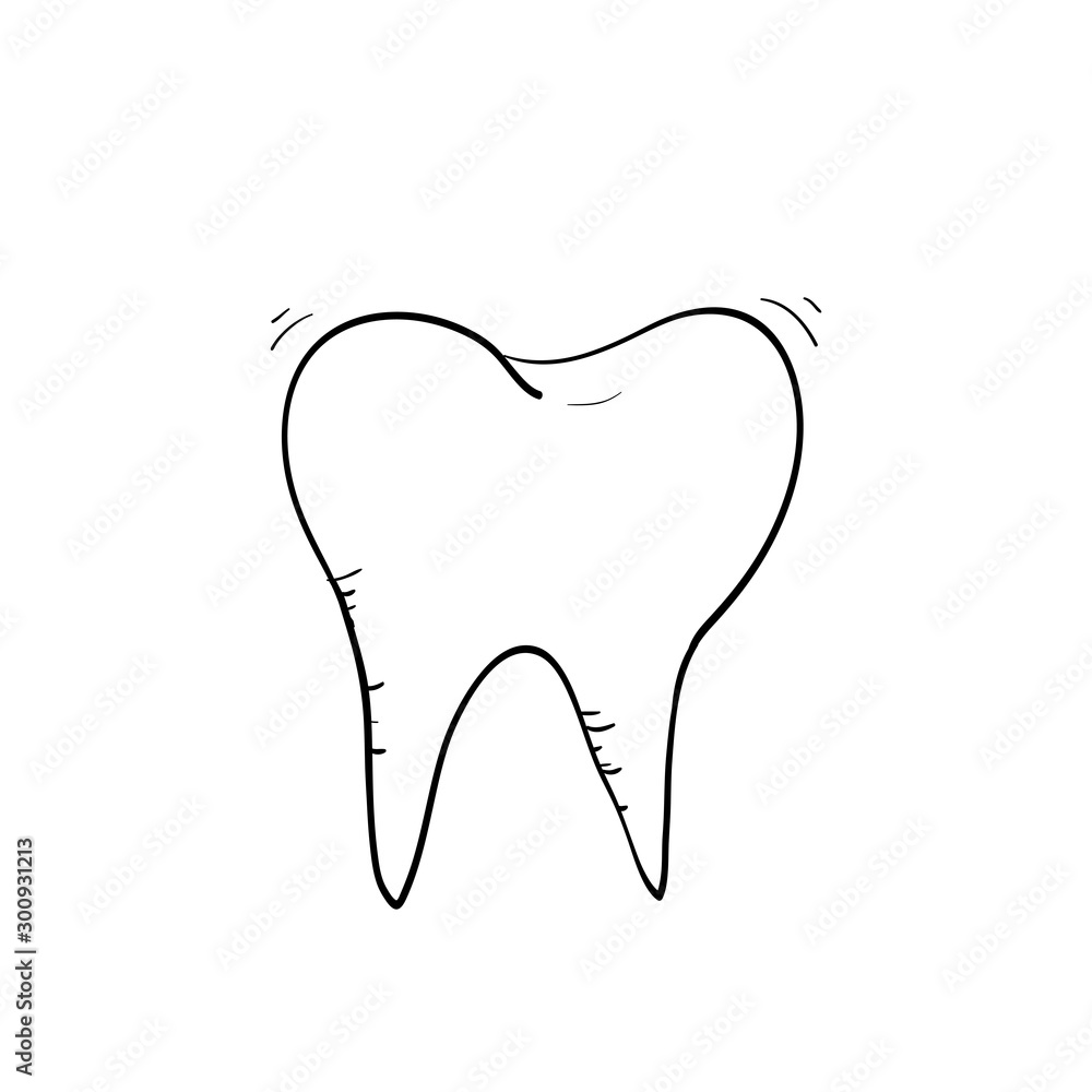 doodle tooth illustration with hand drawn line art style doodle tooth illustration with hand drawn line art style