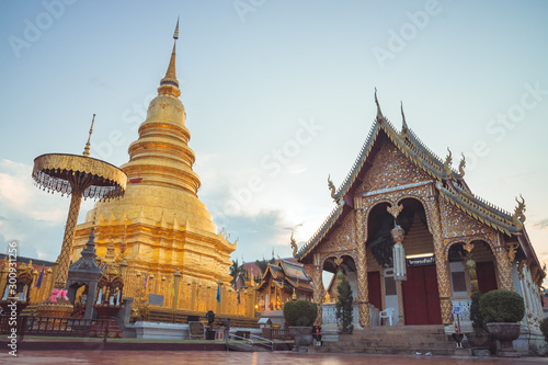 Wat Phra That Hariphunchai,Lamphun Province,Thailand,beautiful golden pagoda Lanna style