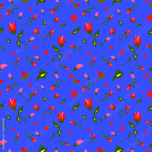 seamless floral pattern with bluew background