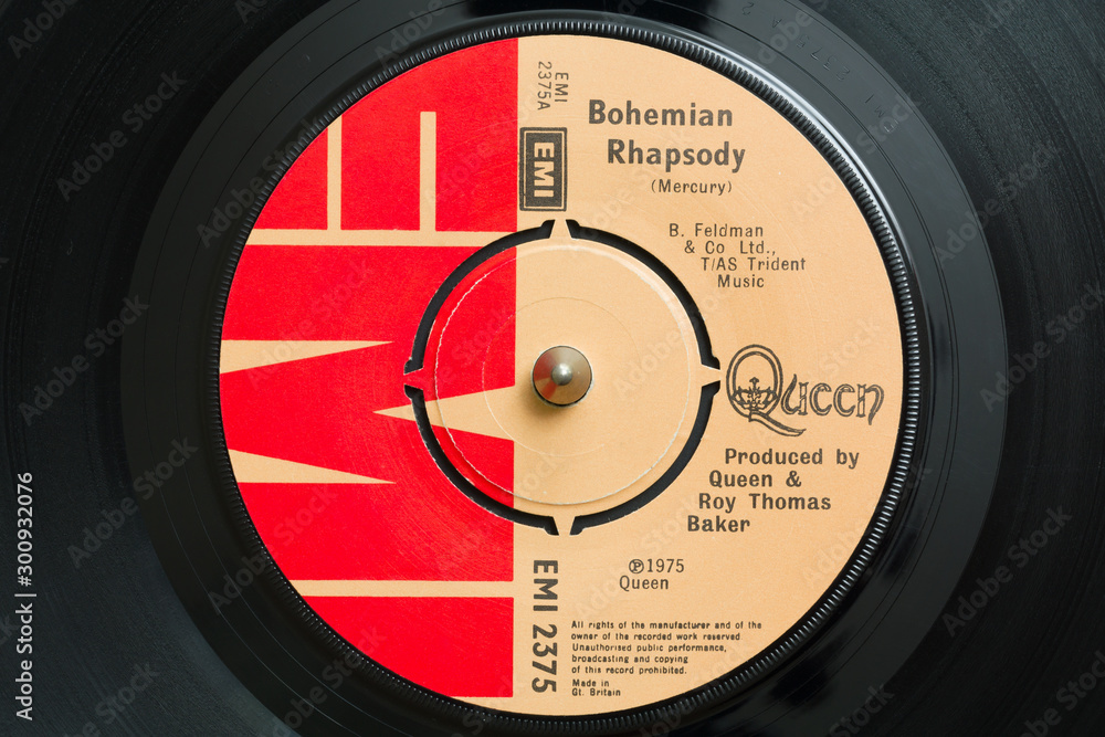 An original 1975 copy of the song Bohemian Rhapsody the Queen Stock 写真 | Adobe Stock
