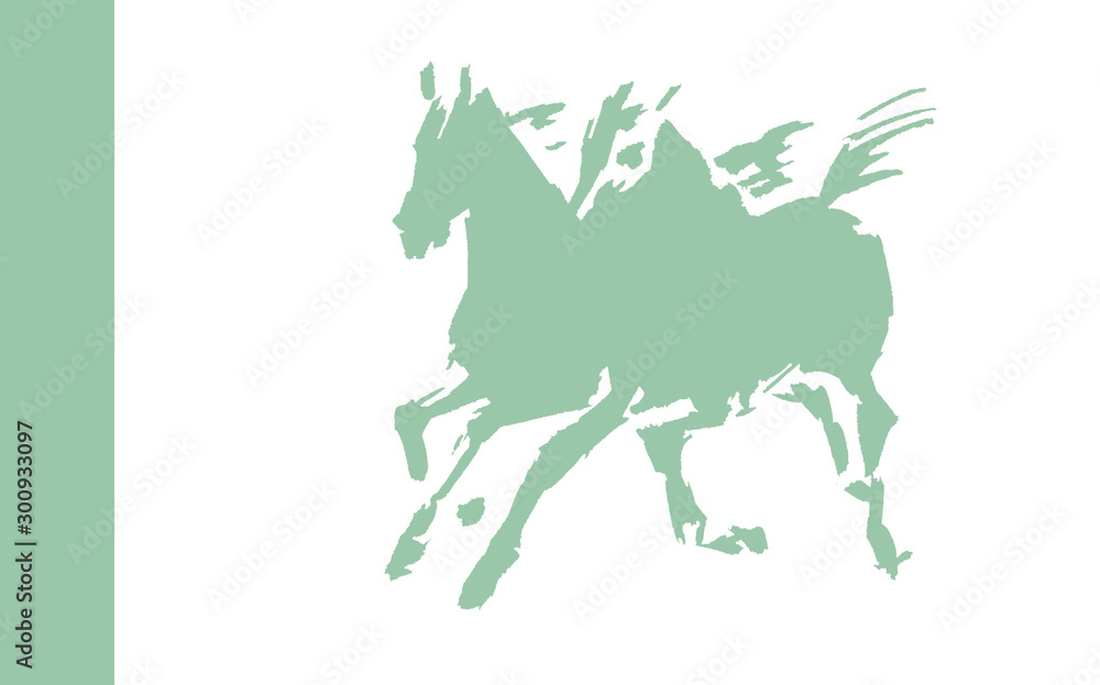 Fototapeta premium abstract colored silhouettes of galloping horses on a white background 