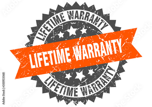 lifetime warranty grunge stamp with orange band. lifetime warranty