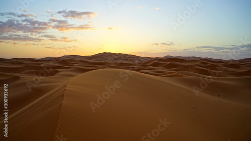 Sunset   Sunrise in the desert. Morocco