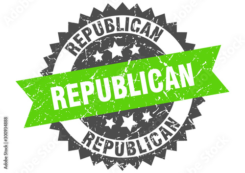 republican grunge stamp with green band. republican