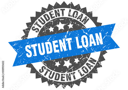 student loan grunge stamp with blue band. student loan