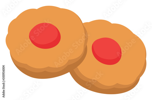 Jam biscuit, illustration, vector on white background.