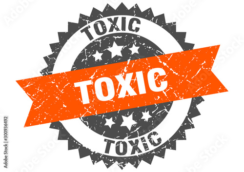 toxic grunge stamp with orange band. toxic