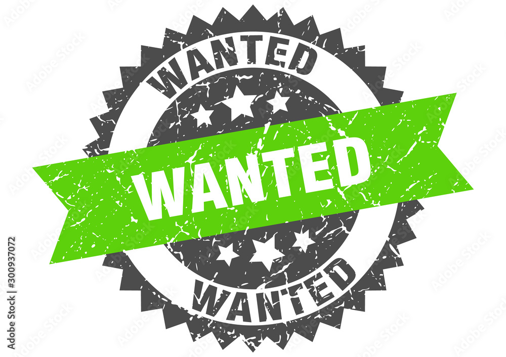 Fototapeta premium wanted grunge stamp with green band. wanted