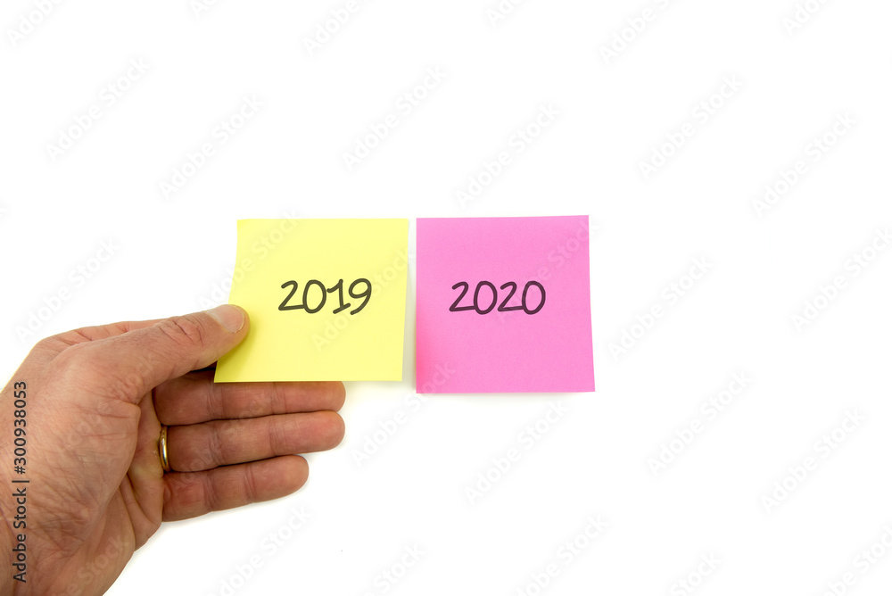 Concept for turn of the year, three post it with three years : 2017 2018 2019 Concept for turn of the year, three post it with three years : 2017 2018 2019