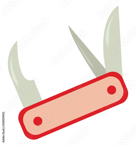 Swiss army knife, illustration, vector on white background.