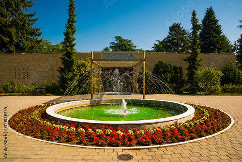 BELGRADE, SERBIA: Photo of fountain in front of the entrance to the House of Flowers. photo