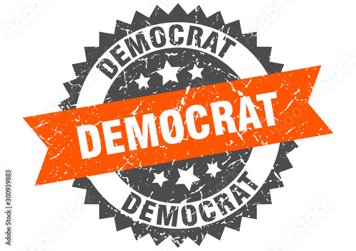 democrat grunge stamp with orange band. democrat