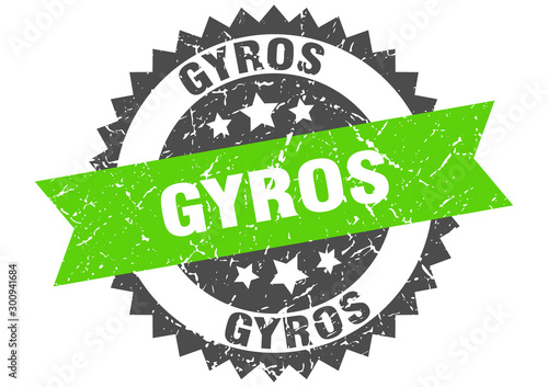 gyros grunge stamp with green band. gyros