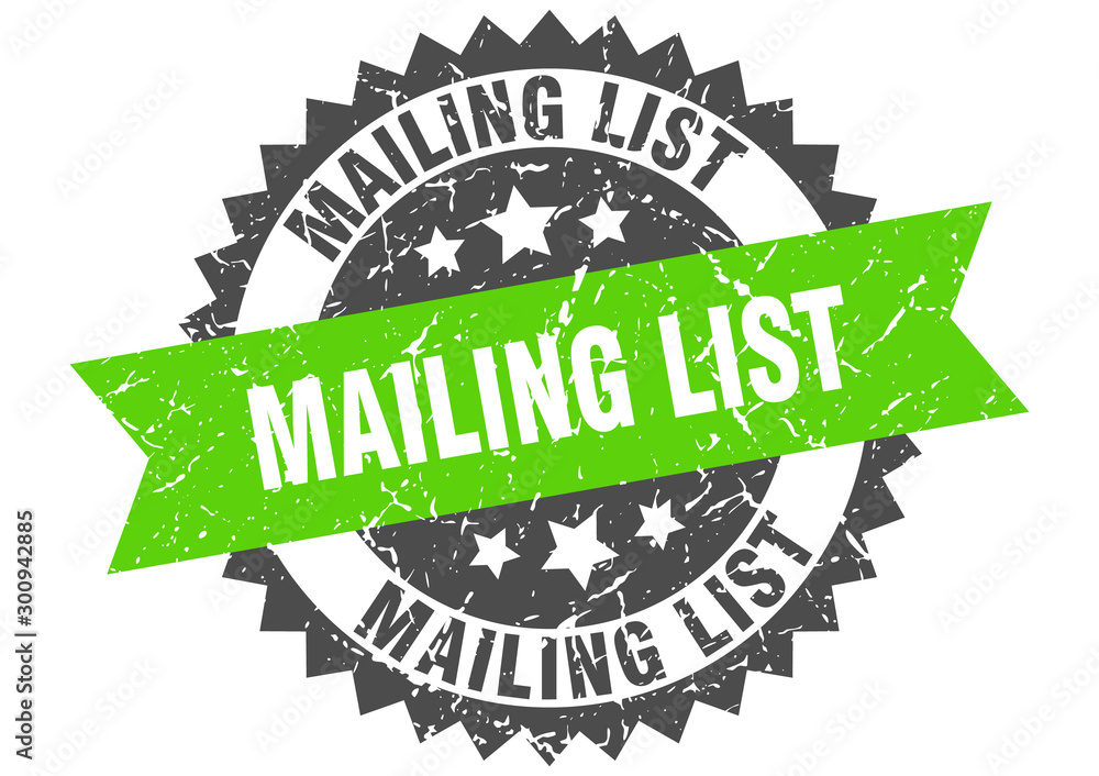 Obraz premium mailing list grunge stamp with green band. mailing list