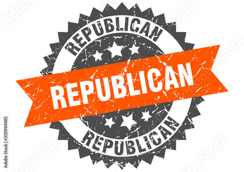 republican grunge stamp with orange band. republican