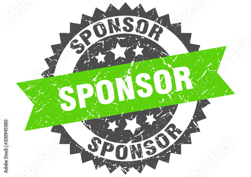 sponsor grunge stamp with green band. sponsor