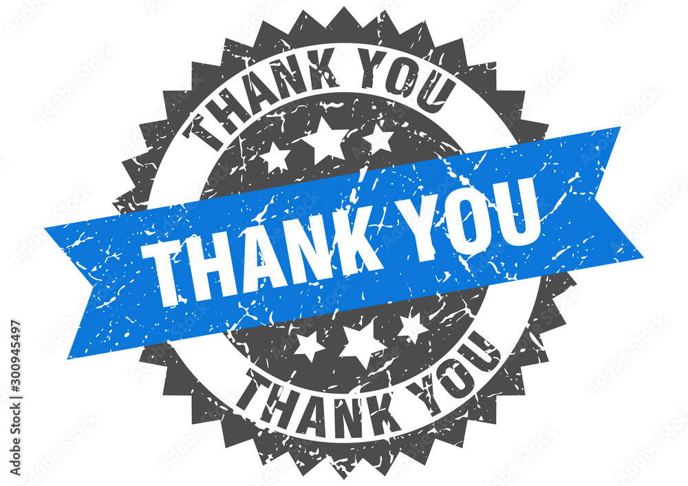 Obraz premium thank you grunge stamp with blue band. thank you