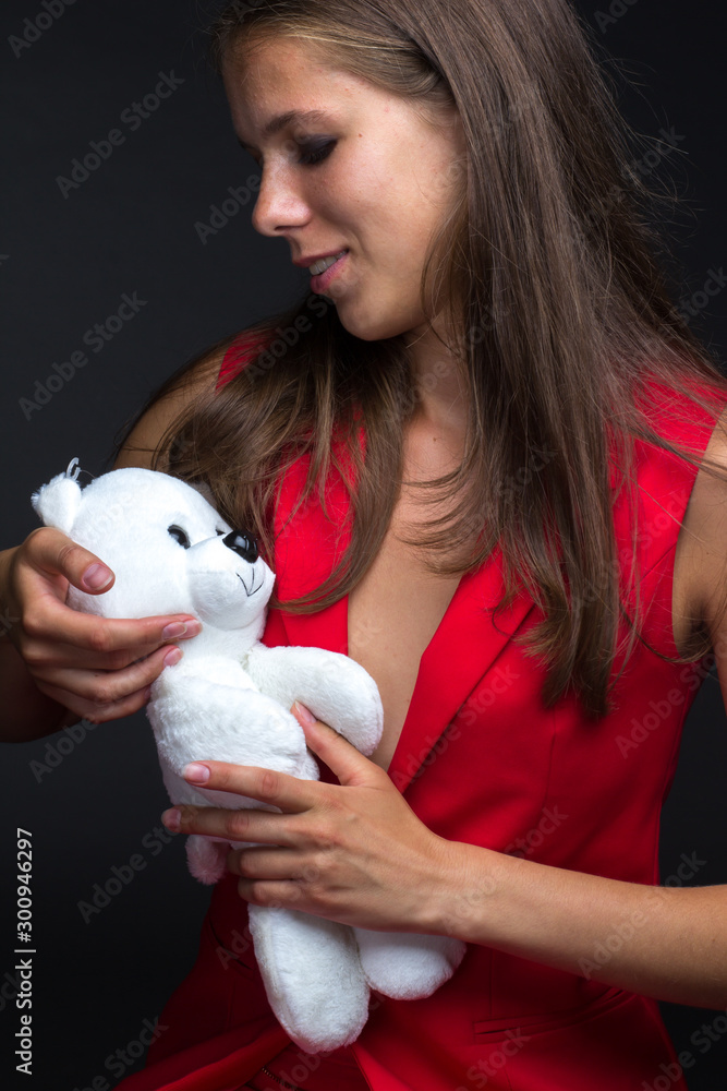 Girl portrait of beauty and fashion on a dark background Girl portrait of beauty and fashion on a dark background
