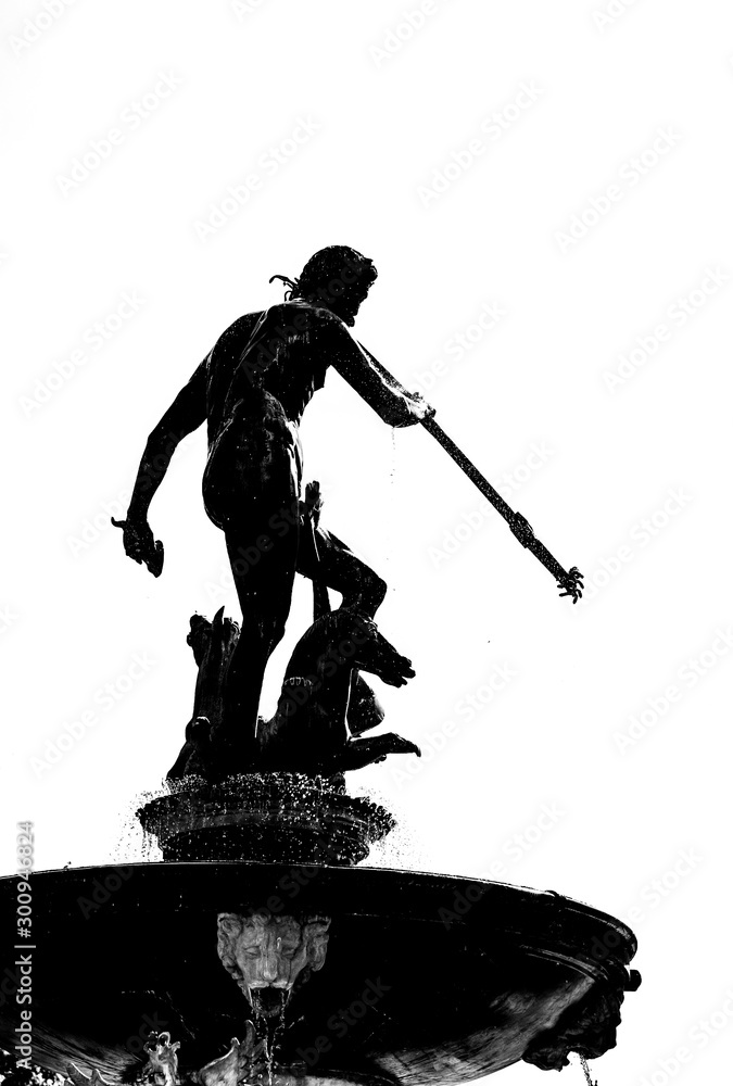 Obraz premium Black silhuette of Neptun fountain