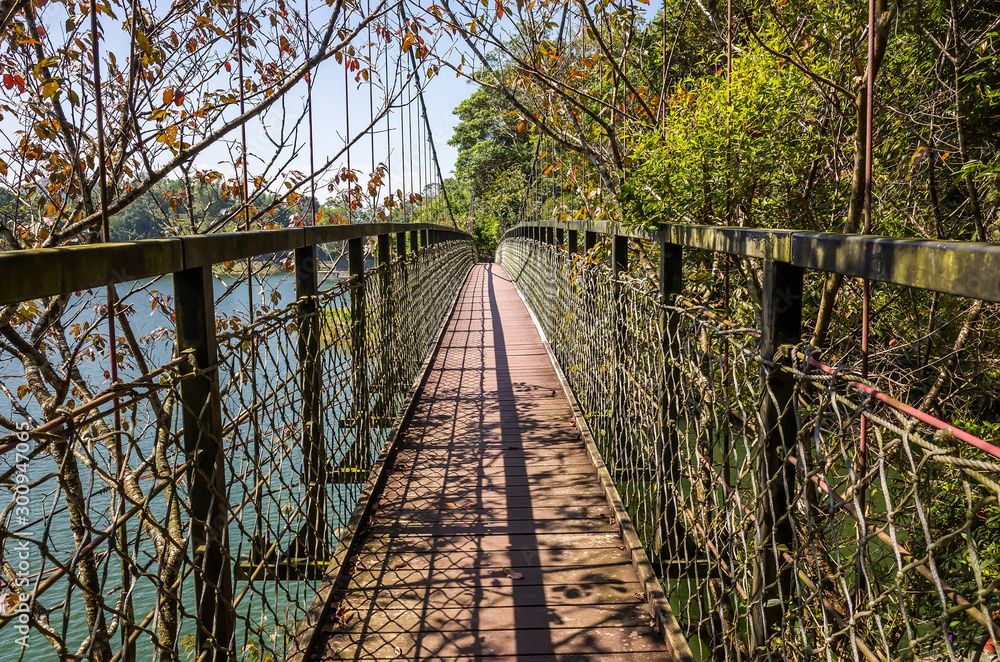 pond with suspension bridge at Toushe Reservoi pond with suspension bridge at Toushe Reservoi