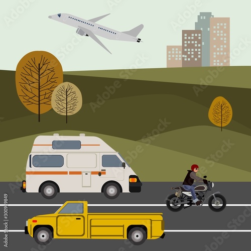 car on road city transport Vector illustration.