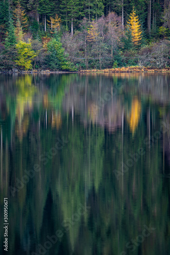 Autumn reflections on Loch Chon, Scotland