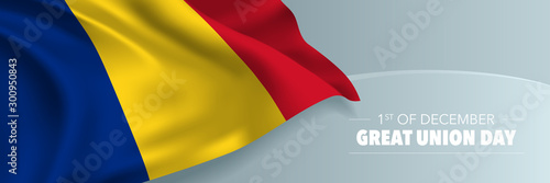 Romania great union day vector banner  greeting card.