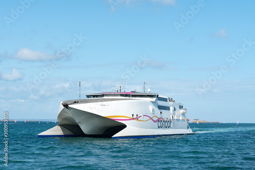 the Condor ferry arrives in the port of Saint-Malo on the coast of Brittany © makasana photo