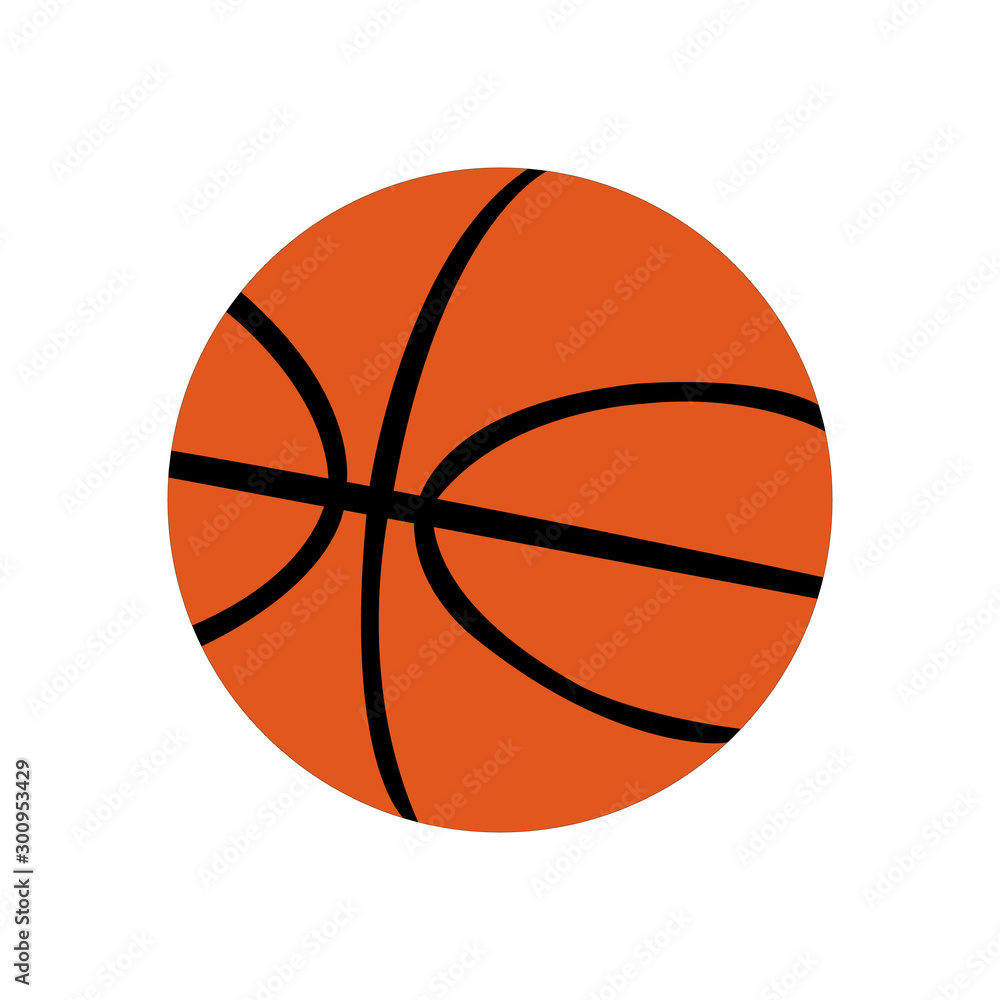 Orange basketball with iconic lines on a white backdrop