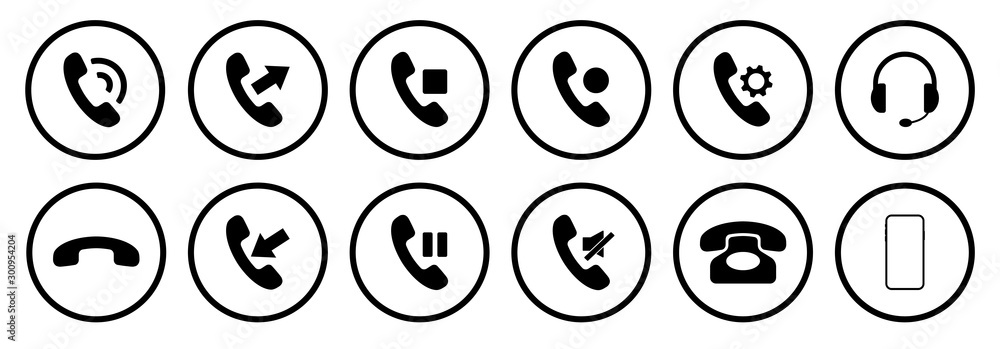 Set of telephone symbols isolated on white Set of telephone symbols isolated on white