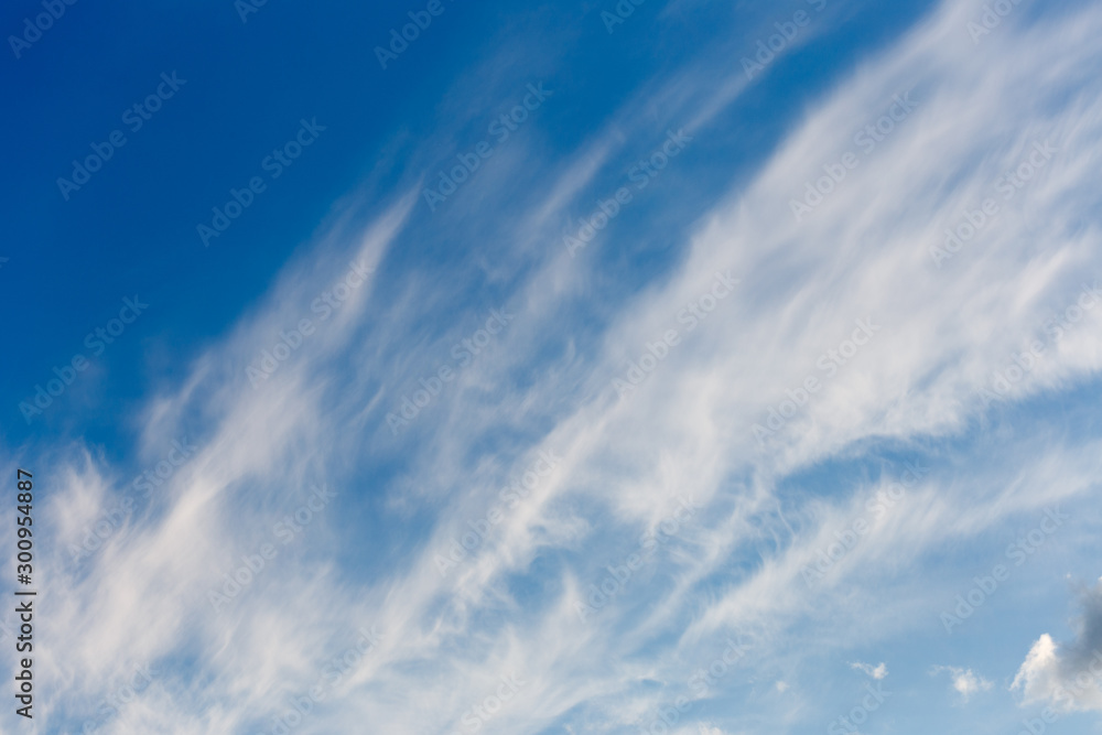 Obraz premium Beautiful blue sky with white clouds nature background. Cloudscape in light day